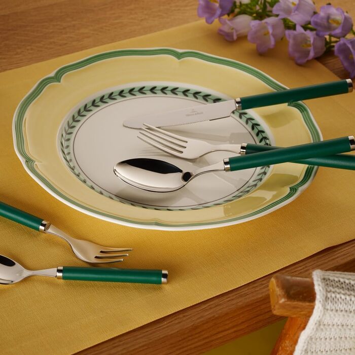 Villeroy & Boch – Play! Green Garden Tableware Set, 30 pieces, 6 people, green, dishwasher-safe, cutlery with colorful handles, cutlery with plastic handles, cutlery set, tableware set, stainless steel, plastic