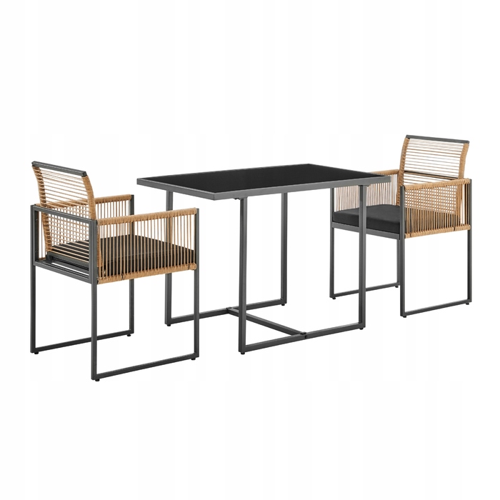 Комплект садових меблів ExitoDesign з металу, чорний, 3 предмети