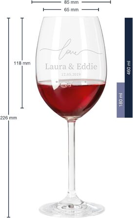 Leonardo 2-piece set of wine glasses, 460 ml, with individual engraving - gift for wedding and engagement - decorative gifts for couples - wine glass for silver wedding anniversary - table decoration for golden wedding anniversary