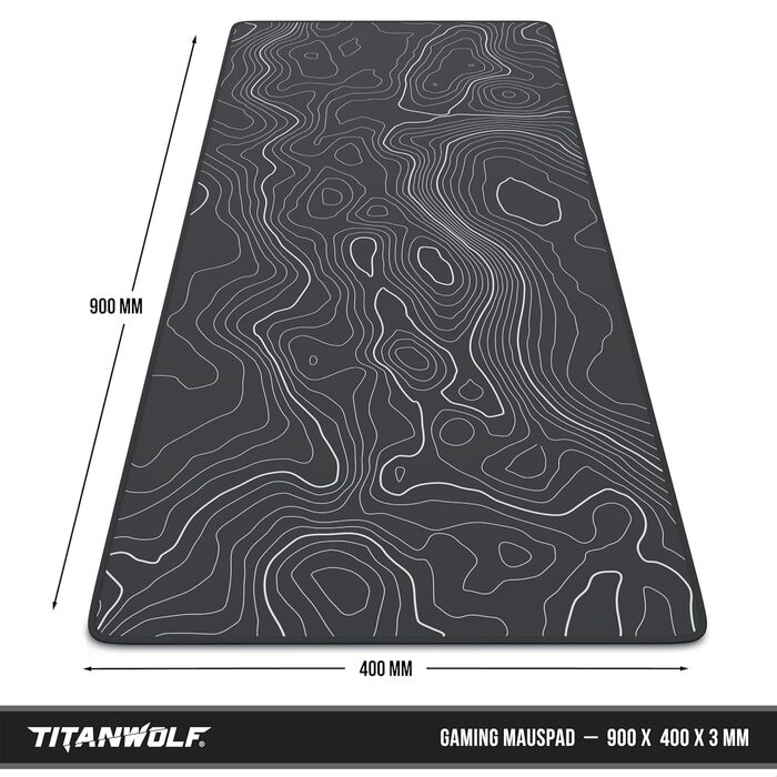 Килимок для миші TITANWOLF XXL 900x400mm - великий, покращена точність та швидкість, топографія