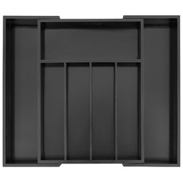 Органайзер для столових приладів Utoplike з бамбука, розширюваний, для кухні та офісу, чорний (5-7 секцій)