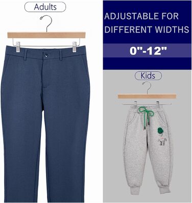 24 дерев'яних вішалки для штанів з кліпсами Amber Home - вішалки для штанів, джинсів, шортів (натуральне дерево)