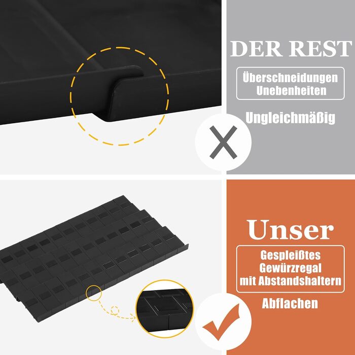 Організатор для спецій Famhap, 24 шт. - полиці для спецій у ящик, чорний | Організатор спецій для кухні