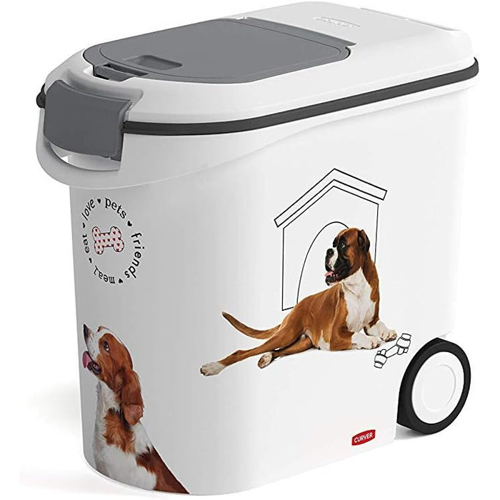 Контейнер для корму для собак Curver Love Pets 10 л – герметичний, білий з собачим мотивом