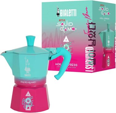 Кавоварка гейзерна Bialetti Moka Express Squid Game©, 3 чашки, алюміній