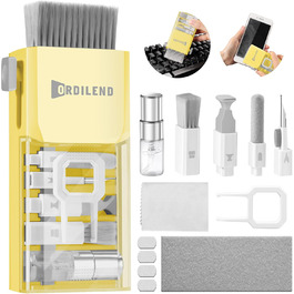 Набір для чищення клавіатури та гаджетів Ordilend: щітка, спрей для iPhone, iPad, ноутбука, ПК, монітора