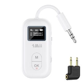 Bluetooth-адаптер для літака 1Mii з дисплеєм для 2 навушників, білий, 25 годин роботи