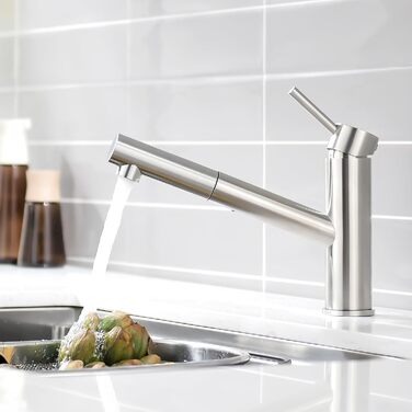 Кухонний змішувач AIMADI висувний чорного кольору з 3-ма режимами, душовою насадкою, шлангом 38 см, однорідний змішувач для холодної та гарячої води, підходить для раковини та кухонного острова. Змішувач для кухні з водоспадом, чорний (з матовою обробкою)