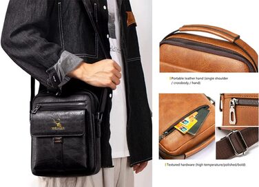 Чоловіча сумка через плече, кросбоді, месенджер з шкіри, чорна