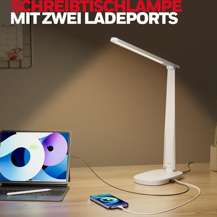 Лампа настільна Honeywell Sunturalux™ H2 LED з регулюванням яскравості, USB-зарядка, сенсорне керування, 4 кольори, захист очей, для дітей, спальні, читання, офісу