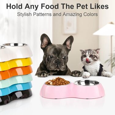 Набір мисок для собак Petvillage з нержавіючої сталі, 2 миски (113 г кожна) з антиковзним покриттям та стійкою підставкою з смоли, годівниця для цуценят, кошенят та маленьких собак