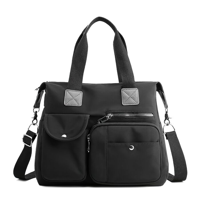 Сумка жіноча DIRRONA велика – містка сумка-шопер для міста, роботи, університету та подорожей, знімний ремінь, чорна