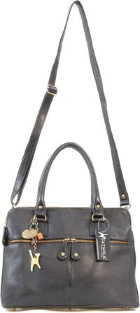 Сумка жіноча шкіряна Catwalk Collection Victoria чорна - велика сумка-тоут через плече з відстібним ременем