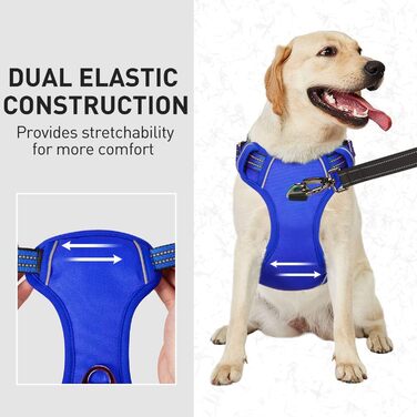 Нашийник для собак великих порід, антинатягний, світловідбиваючий, дихаючий, легкий, безпечний, м'який, Tarngrün XL, Tarngrün (1 шт., колір: синій)