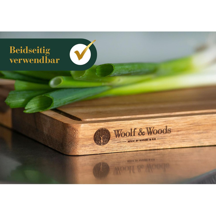 Дерев'яний обробний дошка Woolf & Woods з акціїї, великий, 35x25x3 см | Обробна дошка та сервірувальна таця | Екологічний, не оброблений