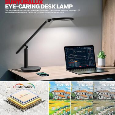 Лампа настільна Honeywell H6 Sunturalux з LED, регулюванням яскравості, таймером та сенсорним керуванням (чорна)