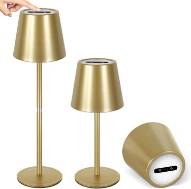 LED настільна лампа OUTON 2 шт. Бездротова, з регулюванням яскравості, 3 режими кольору, USB-C, IP54, 30 годин роботи, для дому та вулиці, чорний/золотий