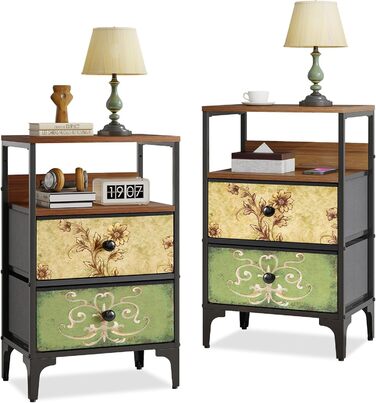 LYNCOHOME Chest of Drawers Cabinet with 8 Fabric Drawers, Sideboard with Fabric Drawers, Drawer Unit for Kitchen Office Entryway, TV Stand with Fabric Drawers (2 Pack 2 Drawers)