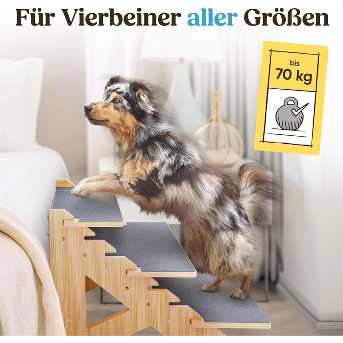 AMAZING Dog Stairs for Small, Medium, and Large Dogs, Cats. 3 Steps | Pet Stairs, Young and Old Cats | 40 cm High for Sofa, Bed | Gentle on Joints Alternative to Dog Ramps (Flexible)