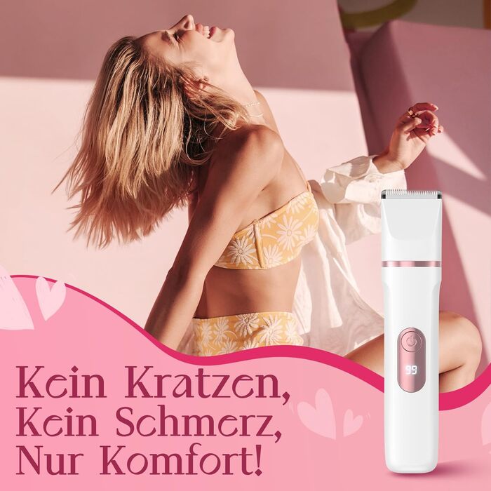 Електричний жіночий тример 3-в-1 для тіла та інтимної зони з LED-дисплеєм, IPX7, USB, (Білий)