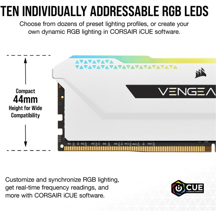 Оперативна пам'ять Corsair Vengeance RGB PRO SL 32GB (2x16GB) DDR4 3200MHz (PC4-25600) C16, 1.35V, Білий