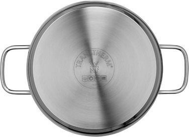 Набір каструль WMF Diadem Plus, 4 шт. з кришками з термостійкого скла, Cromargan® (нержавіюча сталь 18/10), широкі зливні краї, унікальний дизайн, технологія TransTherm® (підходить для всіх типів плит, включаючи індукційні), артикул 073044