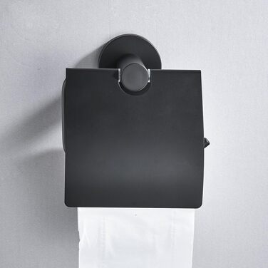 CASEWIND Toilet Paper Holder Black, Toilet Roll Holder with Lid, Antique Toilet Paper Holder with Drill Wall Mount Stainless Steel Matte for WC Nostalgia