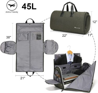 Garment Bag Suit Cover for Men Women, Suit Travel Bag, Clothes Bags Shoe Bag - 2 in 1 Hanging Suitcase Garment Travel Bags, High-Quality Garment Bag for Suit and Dress (A-coffee)