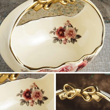 Етажерка Fanquare з 2 ярусами, золота, з кераміки та порцеляни. Підставка для тортів, фруктів та капкейків. Сервірувальна підставка, золота