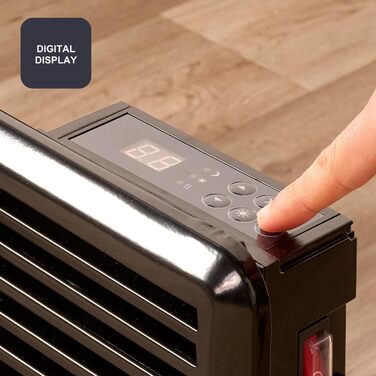 Електрична керамічна стінова панель Black+Decker BXWSH2000E з цифровим термостатом, 2000 Вт, програмована, з пультом керування та LED-дисплеєм, PTC-система