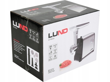 Електрична м'ясорубка LUND 350 Вт, нержавіюча сталь, з насадкою для ковбас