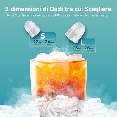 Машина для приготування льоду EUHOMY: 9 кубиків за 6 хвилин, самоочищення, 2 розміри льоду, продуктивність 12 кг/24 години, з ручкою/шкребком/кошиком, нержавіюча сталь