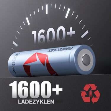 Акумулятори PHOTOOLEX AA Li-ion 1.5V 3000 mWh (8 шт.) з зарядним пристроєм та кейсом, перезарядні літієві батарейки пальчикові