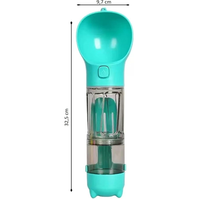 Подорожній набір для собак: миска, пляшка та диспенсер для корму (350 мл, блакитний)