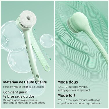 Електрична щітка для спини Gentle Exfoliating, для глибокого очищення, з довгим ручним, для жінок, чоловіків, літніх людей, рожевого (блідо-зеленого) кольору