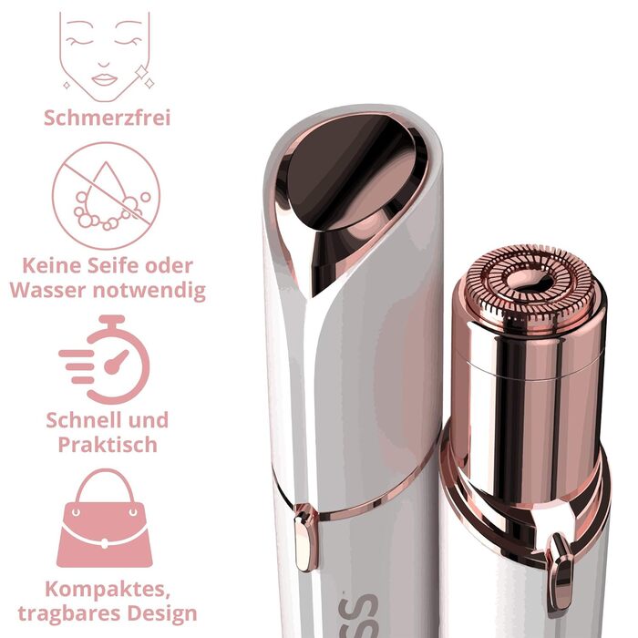 Електричний жіночий триммер для обличчя Finishing Touch Flawless Face - безболісне видалення волосся для чутливої шкіри, білий