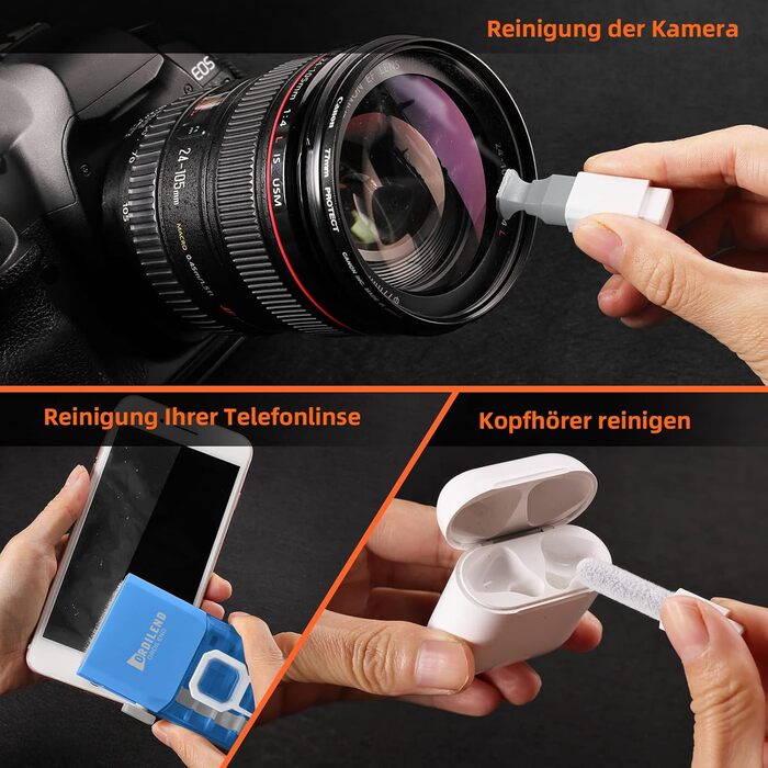 Набір для чищення клавіатури та гаджетів Ordilend: щітка, спрей, для ноутбука, телефону, iPad, монітора