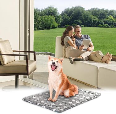 Кросер Fancy Crate Pad - килимок для лежанки собак, двосторонній (холодний та теплий), машинне прання, для собак маленьких та XXX-Large, сірий, темно-синій, зірковий принт (91 x 61 x 3 см)