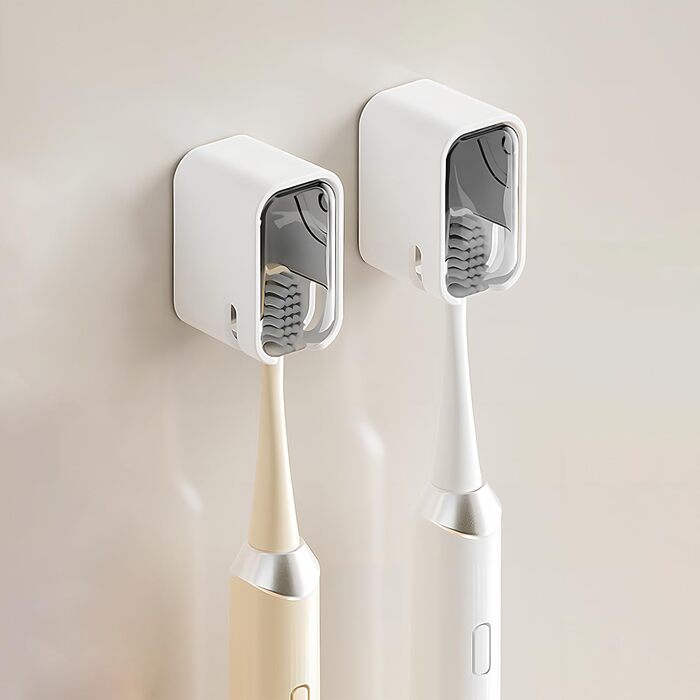 Настінний тримач для зубних щіток, для ванної кімнати, міцний самоклеючий тримач, органайзер для зубних щіток та головок, сірий, 2 шт.