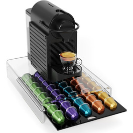Підставка для капсул Nespresso HOMEXIN прозора на 40 капсул, висувна шухляда, стійкий органайзер для кавомашини