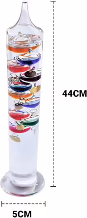 Large 44cm tall freestanding Galileo thermometer in gift packaging