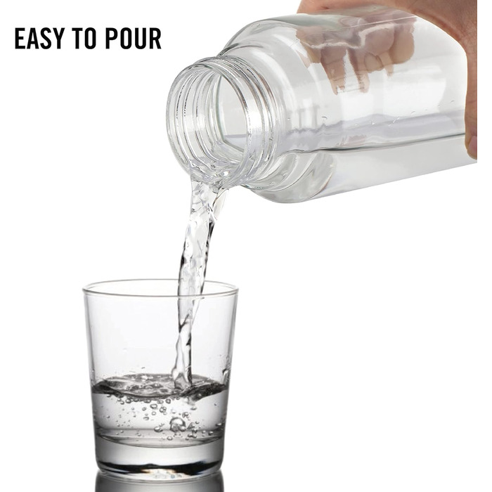 H2O Steelox Glass Water Bottle, Refrigerator Bottle, Wide Opening for Easy Cleaning, Bottle for Hotel, Travel, Office, University, 3-Piece Set, 920 ml, Silver