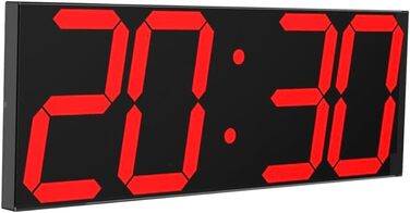 LED настінний годинник 18 дюймів, цифровий дисплей, червоний, багатофункціональний: таймер, 16 будильників, 8 рівнів яскравості, календар, термометр, 12/24 годин