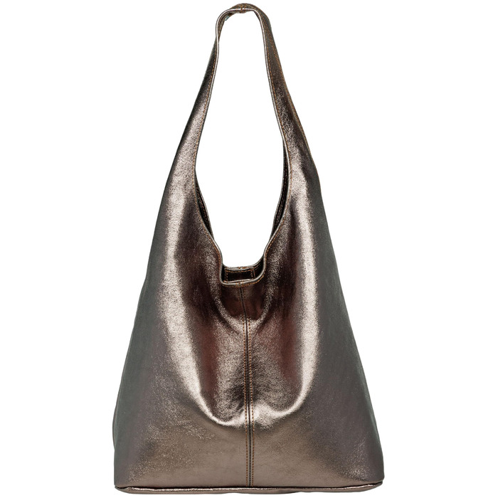 Сумка жіноча Caspar Hobo Bag шопер зі шкіри замші CLASSIC LINE - Італія, колір тауп металік