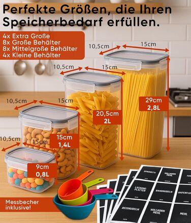 Набір контейнерів для зберігання Deco haus® 24 шт. з кришкою, чорний - Контейнери для кухні, зберігання продуктів, для борошна, макаронів, мюслі