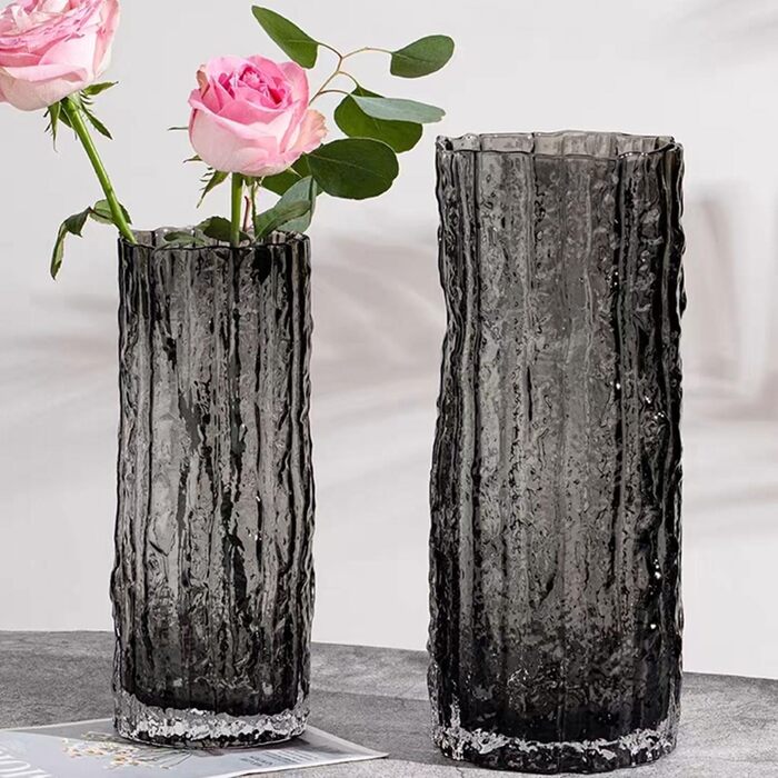 Скляна ваза QEEYON - сучасний циліндр, велика декор ваза, ручної роботи, прозора, 30x10 см, для дому, офісу, весілля, подарунок