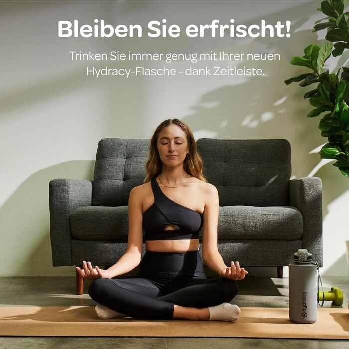 Пляшка для води Hydracy з соломинкою та мітками часу 2л - Сріблясто-сіра - BPA-free, спортивна, герметична