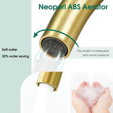 Кран кухонний CREA, 360° поворотний, з високим виливом, з матовим золотом