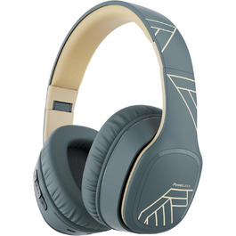 PowerLocus P7 Bluetooth навушники Over-Ear, складні, бездротові з басами, Hi-Fi стерео, з функцією гучного зв'язку, USB-C зарядка, тривалий час роботи для iPhone/PC/TV (Лінійний сірий)