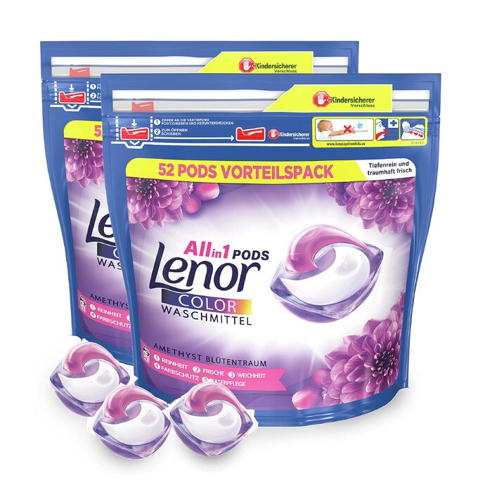 Капсули для прання Lenor All-in-1 Color Amethyst Blütentraum для кольорових речей, захист кольору, 104 шт.